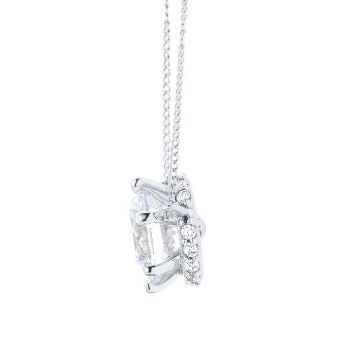 Goldsmiths 9ct White Gold Cubic Zirconia Halo Pendant