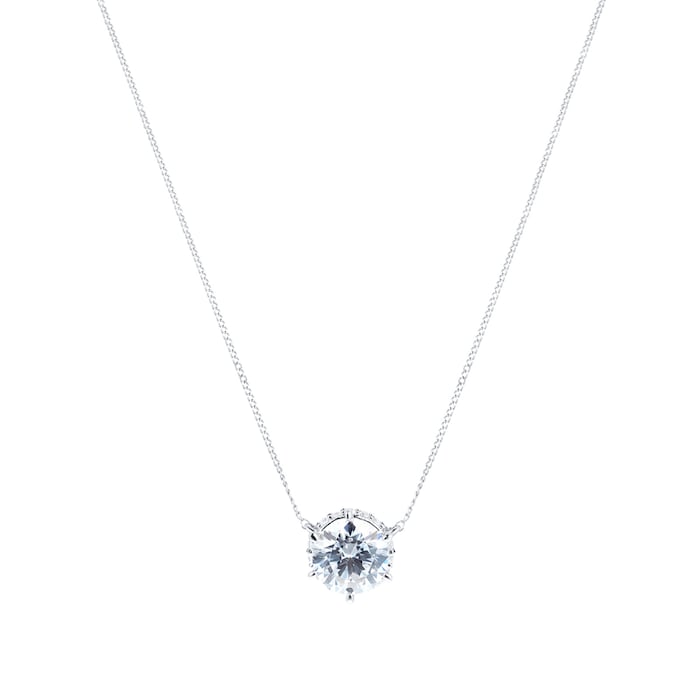 Goldsmiths 9ct White Gold Cubic Zirconia Halo Pendant