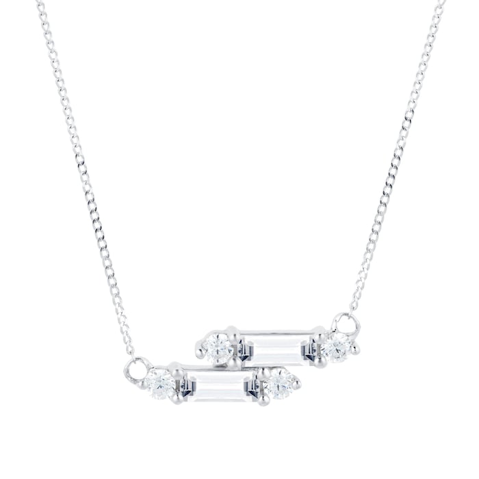 Goldsmiths 9ct White Gold Mixed Cubic Zirconia Necklace