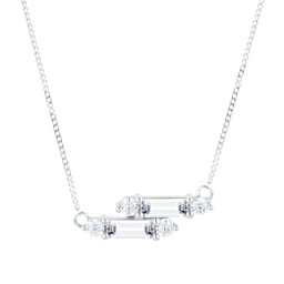 13150347 - 9ct White Gold Mixed Cubic Zirconia Necklace