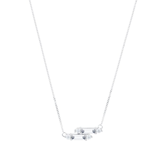 Goldsmiths 9ct White Gold Mixed Cubic Zirconia Necklace
