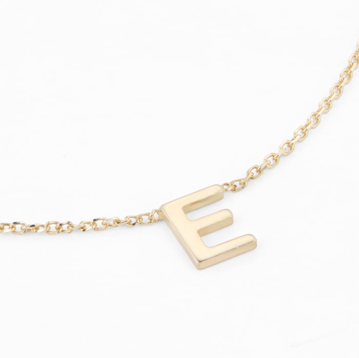 Goldsmiths 9ct Yellow Gold Letter E Pendant