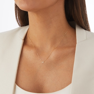 Goldsmiths 9ct Yellow Gold Letter H Pendant