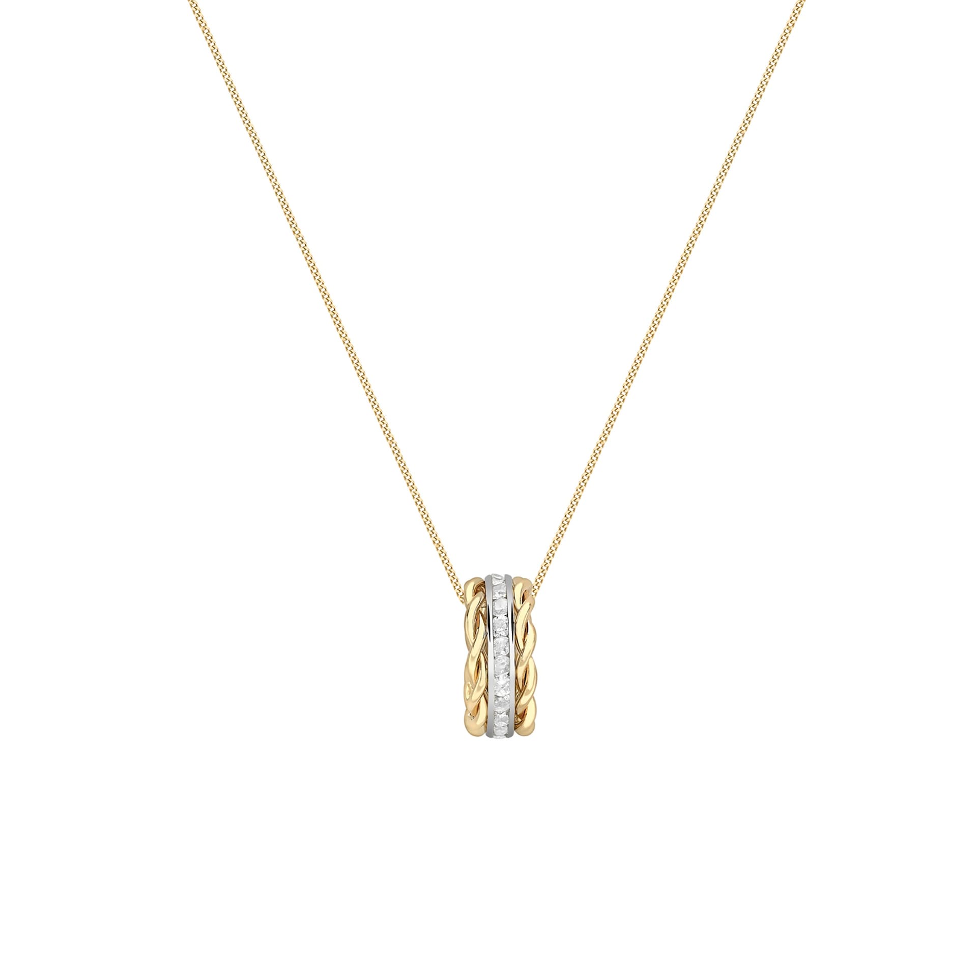 Goldsmiths 9ct Yellow and White Gold Cubic Zirconia Circle Pendant