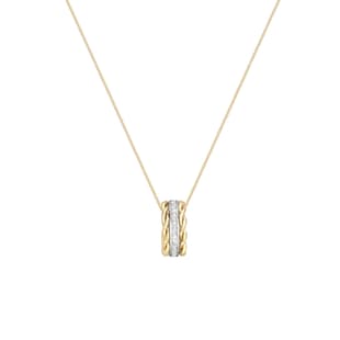 Goldsmiths 9ct Yellow and White Gold Cubic Zirconia Circle Pendant