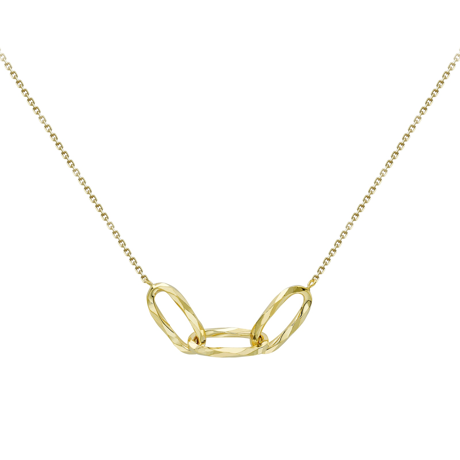 9ct Yellow Gold Diamond Cut Linked Ovals Necklace