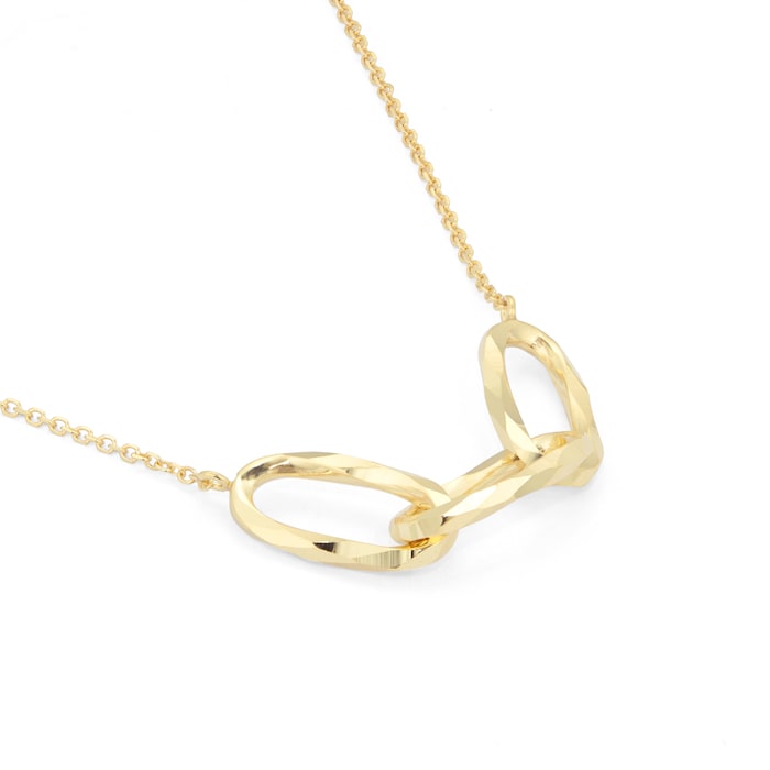 Goldsmiths 9ct Yellow Gold Diamond Cut Linked Ovals Necklace