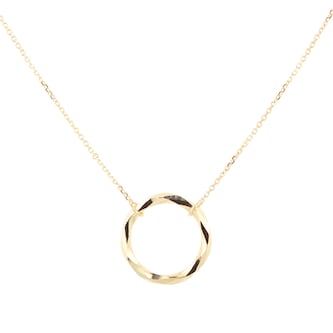 Goldsmiths 9ct Yellow Gold Diamond Cut Circle Pendant Necklace