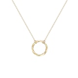 Goldsmiths 9ct Yellow Gold Diamond Cut Circle Pendant Necklace