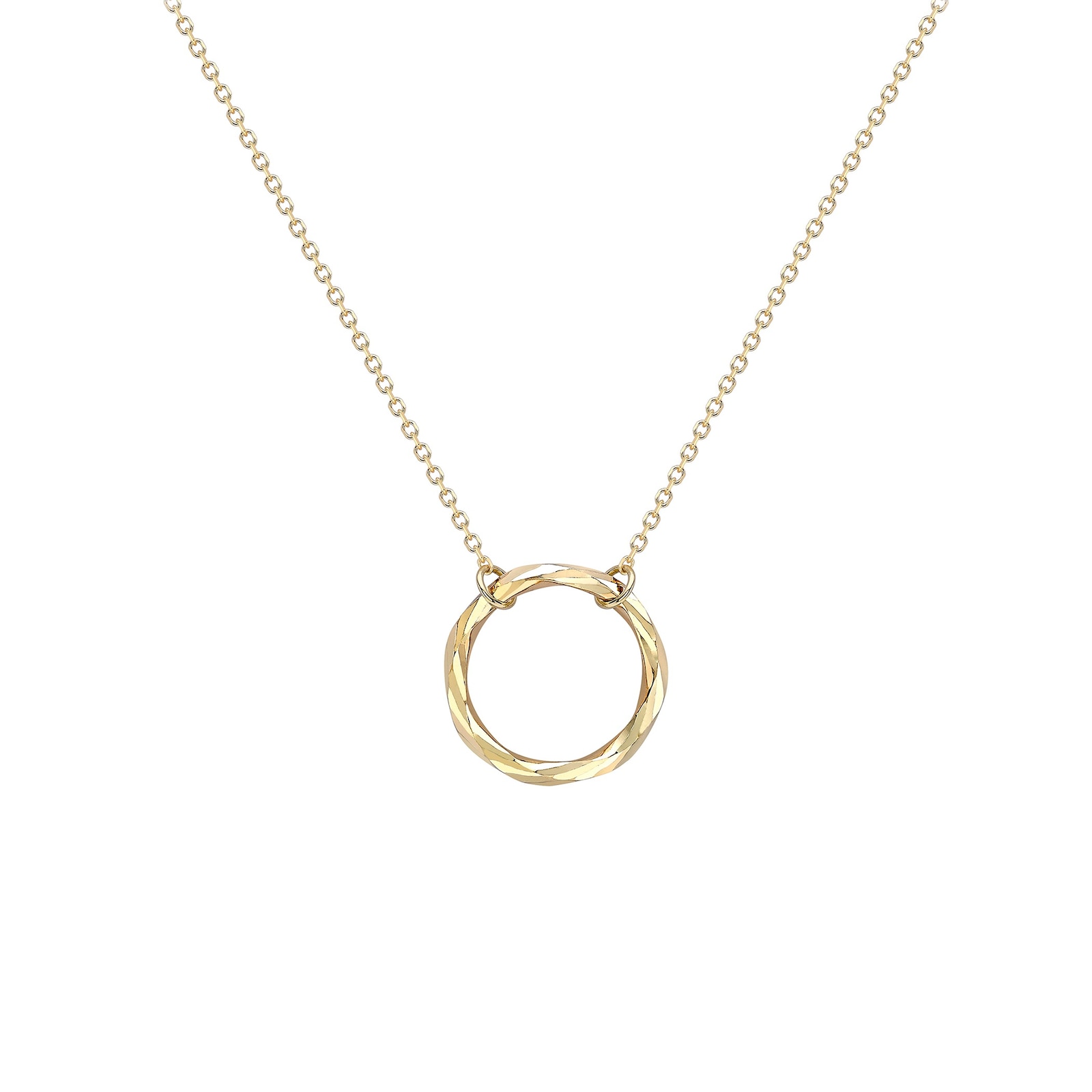 Goldsmiths 9ct Yellow Gold Diamond Cut Ring Necklace 1.19.8644 | Goldsmiths