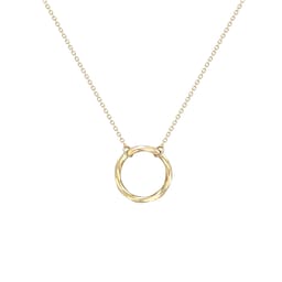 13150374 - 9ct Yellow Gold Diamond Cut Circle Pendant Necklace