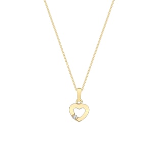 Goldsmiths 9ct Yellow Gold Cubic Zirconia Open Heart Pendant