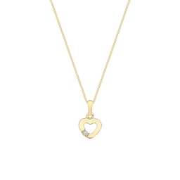 13150375 - 9ct Yellow Gold Cubic Zirconia Open Heart Pendant
