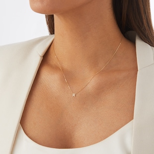 Goldsmiths 9ct Yellow Gold Letter R Pendant