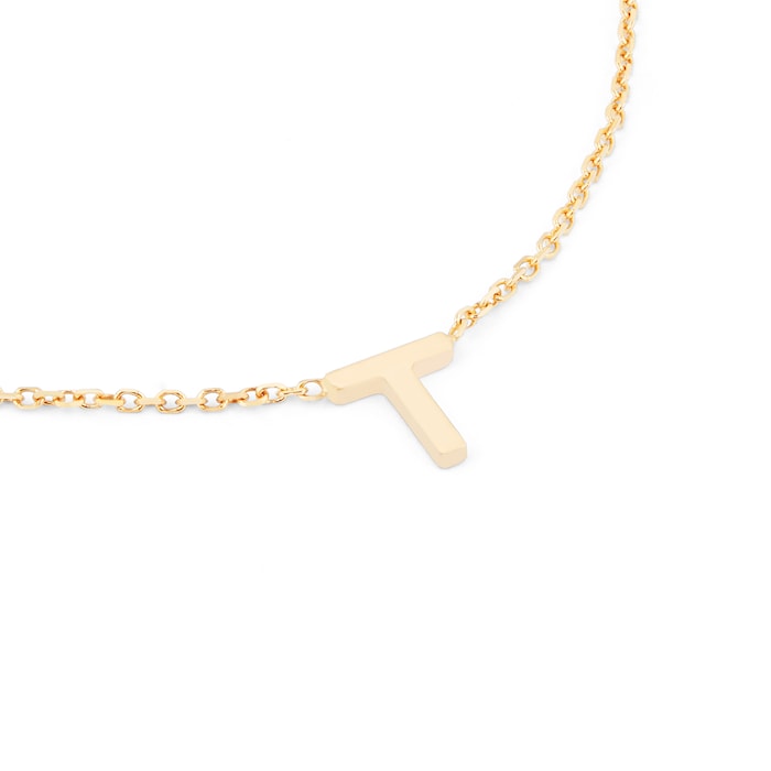 Goldsmiths 9ct Yellow Gold Letter T Pendant