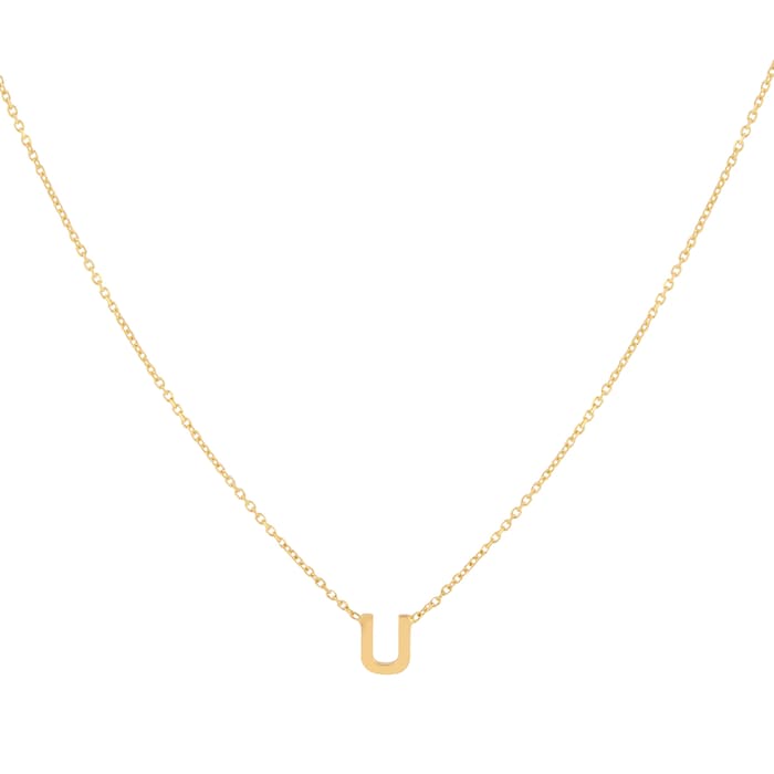 Goldsmiths 9ct Yellow Gold Letter U Pendant