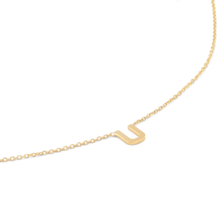 Goldsmiths 9ct Yellow Gold Letter U Pendant