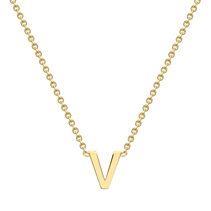 Goldsmiths 9ct Yellow Gold Letter V Pendant