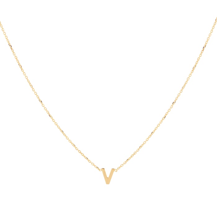 Goldsmiths 9ct Yellow Gold Letter V Pendant