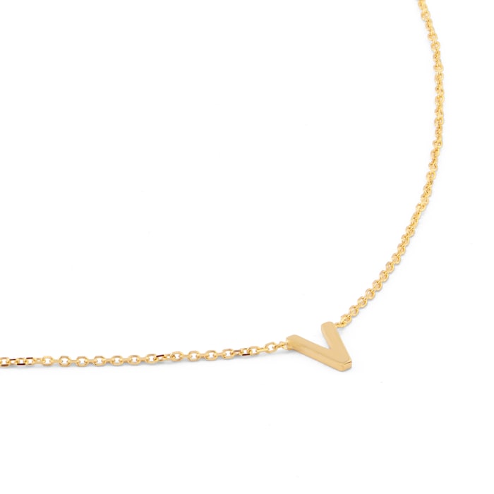 Goldsmiths 9ct Yellow Gold Letter V Pendant