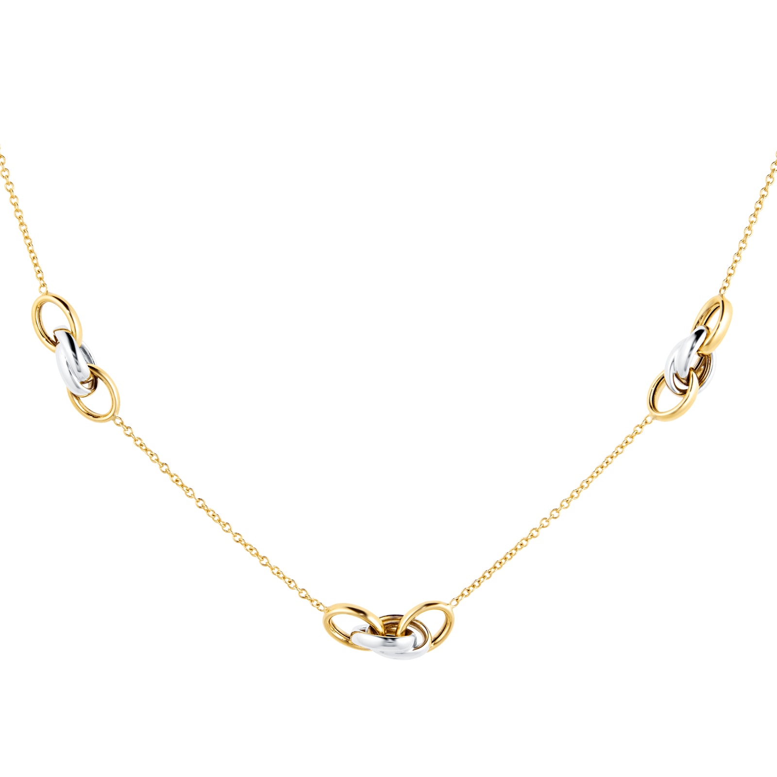 9ct Yellow & White Gold Linked Rings Necklace