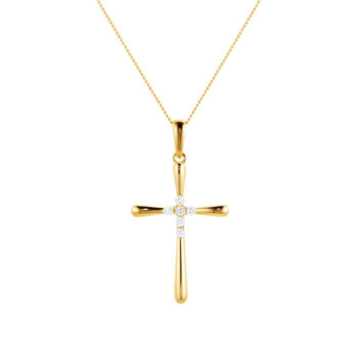 Goldsmiths 9ct Yellow Gold Cubic Zirconia Cross Pendant