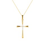 Goldsmiths 9ct Yellow Gold Cubic Zirconia Cross Pendant