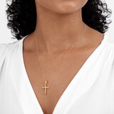 Goldsmiths 9ct Yellow Gold Cubic Zirconia Cross Pendant