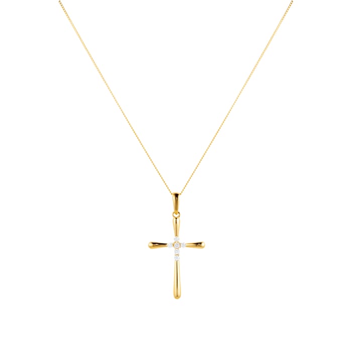 Goldsmiths 9ct Yellow Gold Cubic Zirconia Cross Pendant