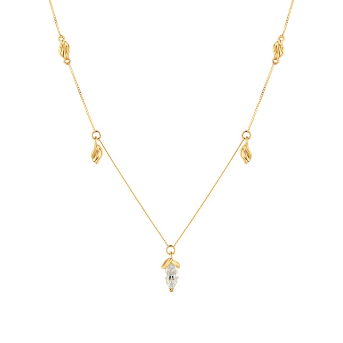 Goldsmiths 9ct Yellow Gold Moulded Petals Necklace