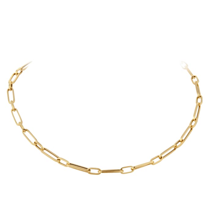 Goldsmiths 9ct Yellow Gold Mixed Paperlink Chain Necklace 18 Inch