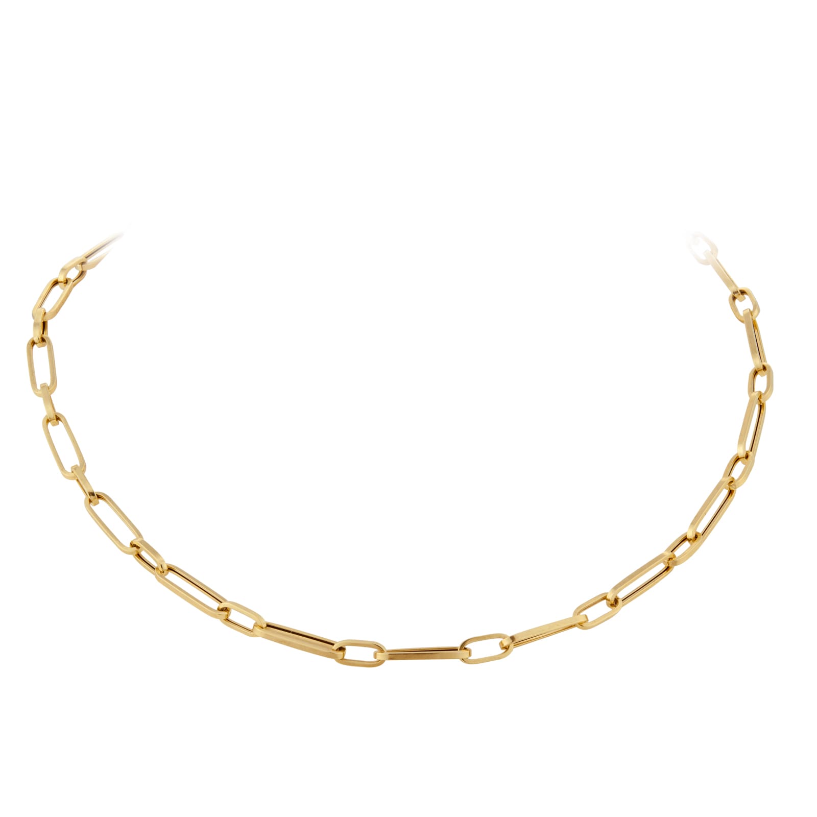 Goldsmiths 9ct Yellow Gold Mixed Paperlink Chain Necklace 18 Inch