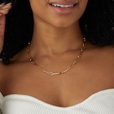 Goldsmiths 9ct Yellow Gold Mixed Paperlink Chain Necklace 18 Inch
