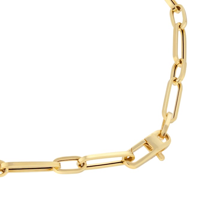 Goldsmiths 9ct Yellow Gold Mixed Paperlink Chain Necklace 18 Inch