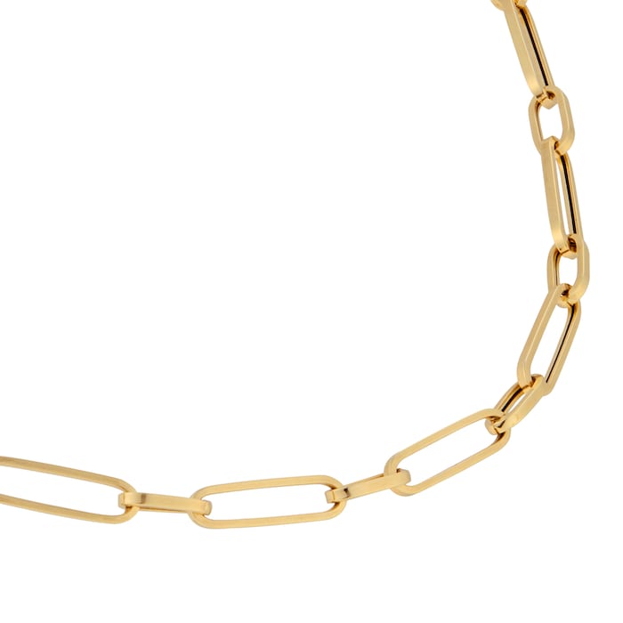 Goldsmiths 9ct Yellow Gold Mixed Paperlink Chain Necklace 18 Inch