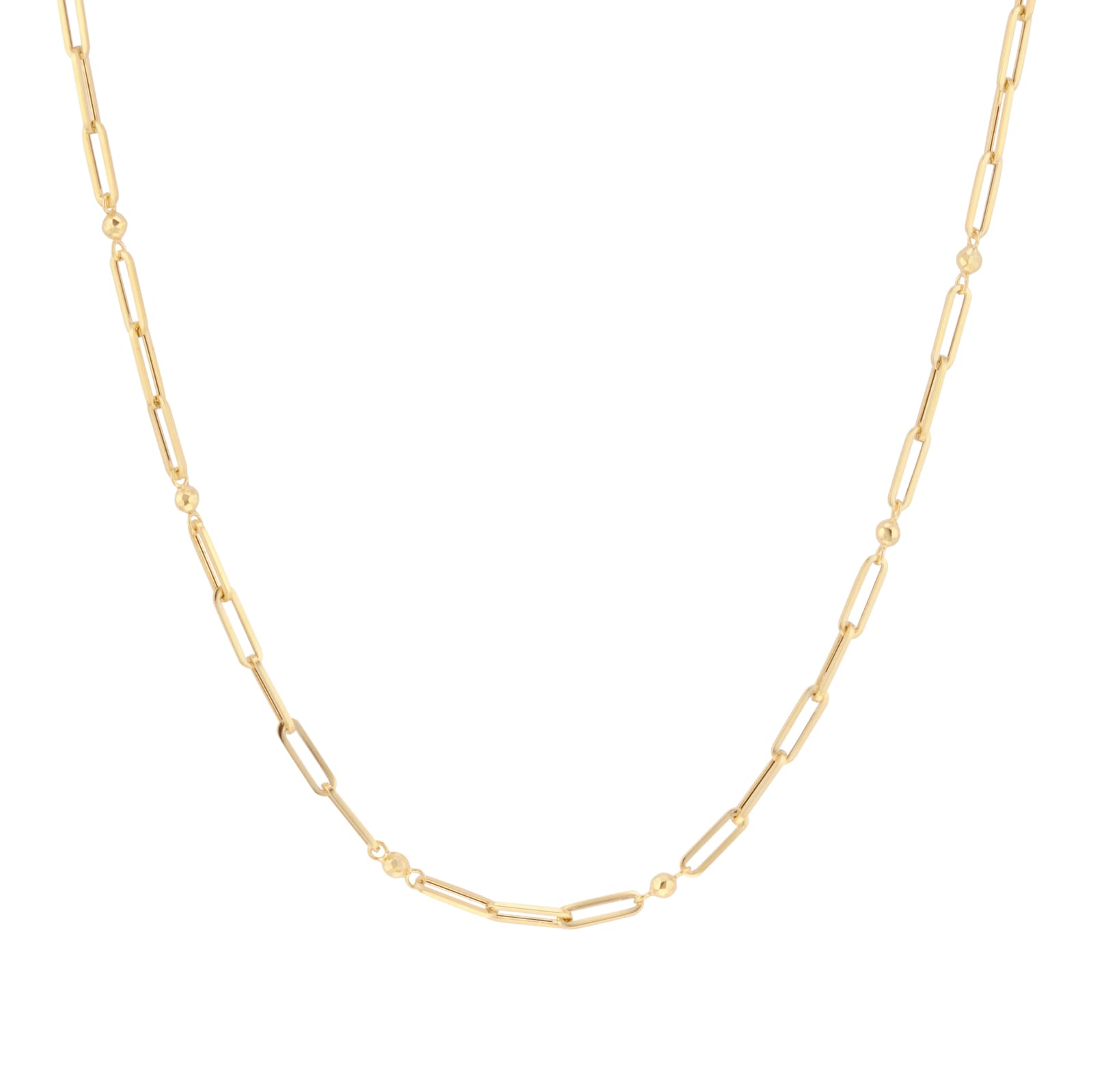 Goldsmiths 9ct Yellow Gold Paperlink Chain With Diamond Cut Beads