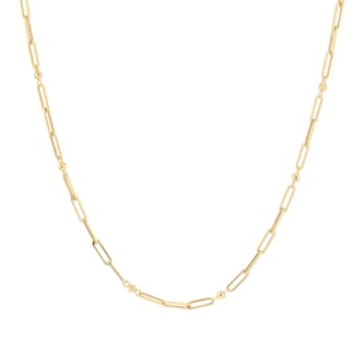 Goldsmiths 9ct Yellow Gold Paperlink Chain With Diamond Cut Beads