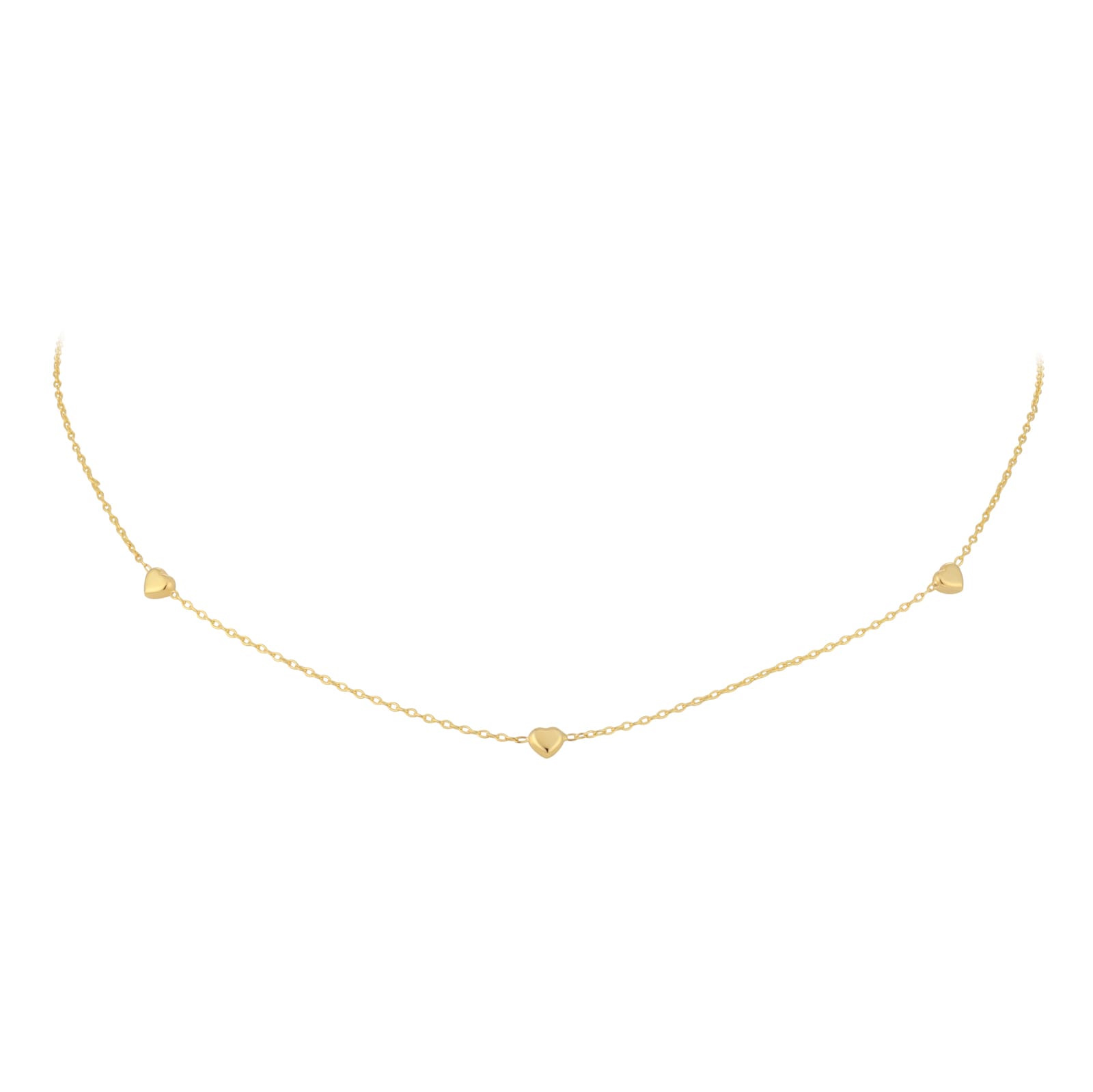 Best Luxury 
9ct Yellow Gold 5mm Heart Station Necklace