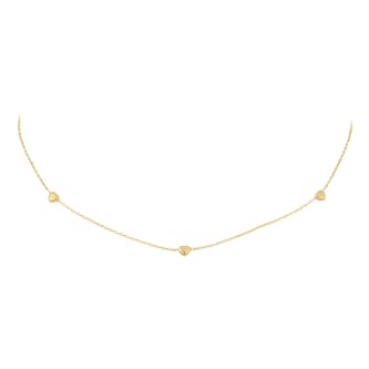 Goldsmiths 9ct Yellow Gold 5mm Heart Station Necklace