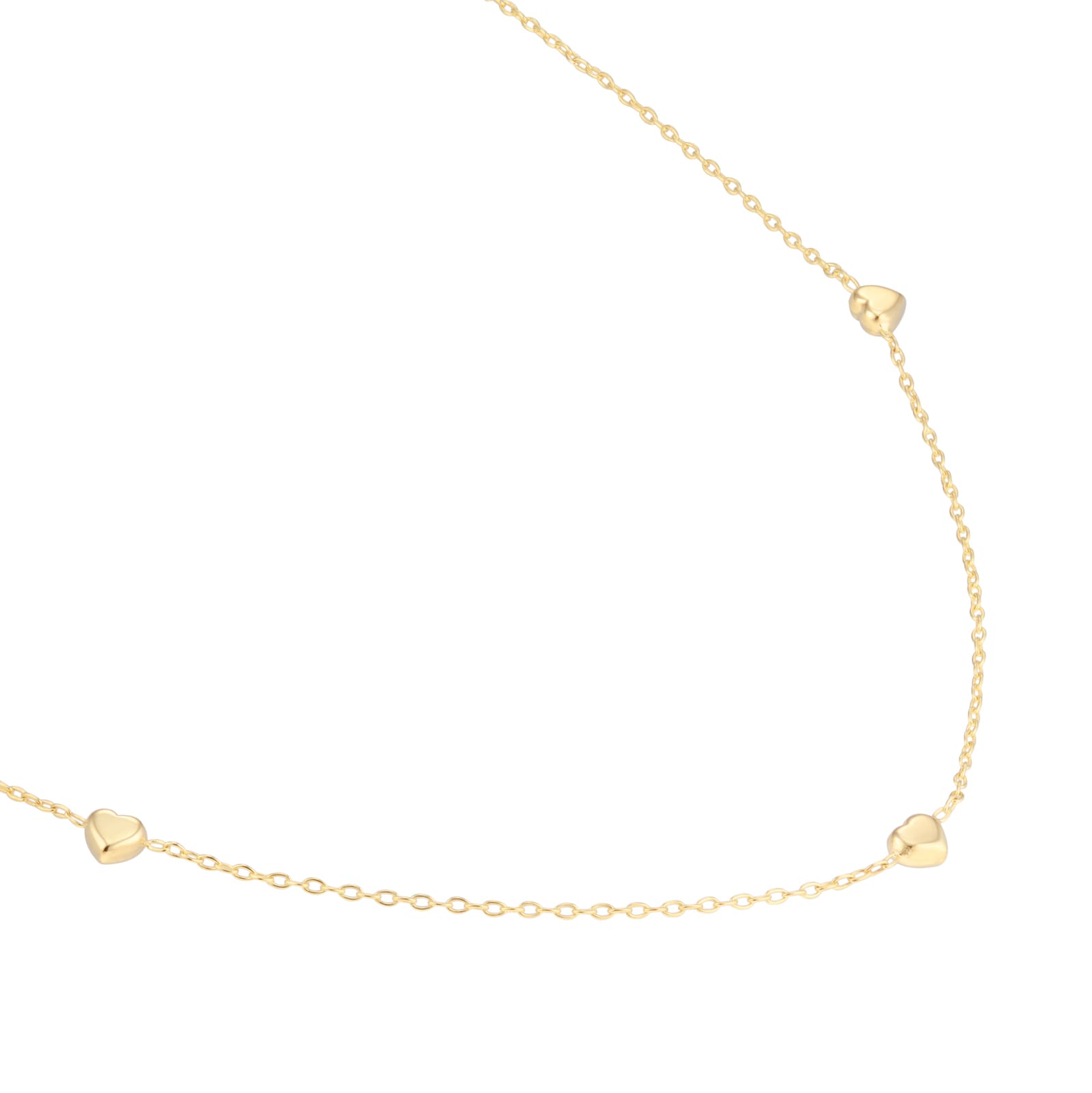 Goldsmiths 9ct Yellow Gold 5mm Heart Station Necklace