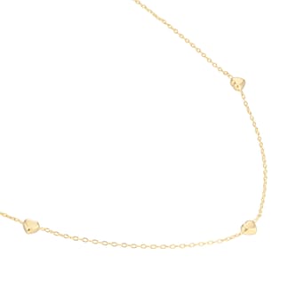 Goldsmiths 9ct Yellow Gold 5mm Heart Station Necklace