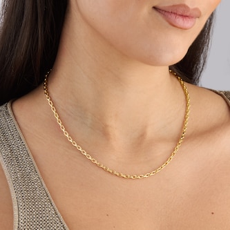 Goldsmiths 9ct Yellow Gold Diamond Cut Belcher Chain Necklace Goldsmiths 9ct Yellow Gold Diamond Cut Belcher Chain Necklace