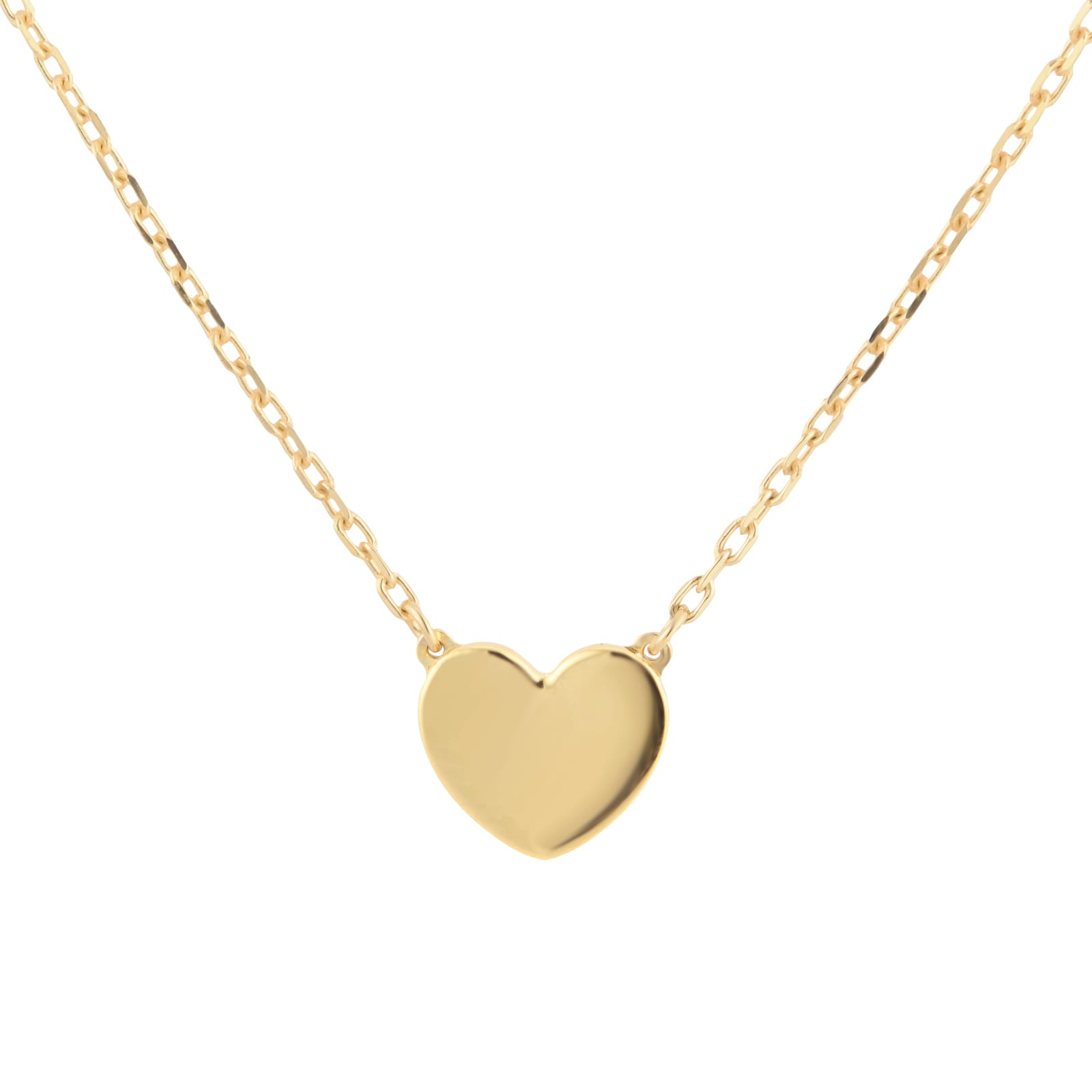 9ct Yellow Gold Flat Heart Necklace