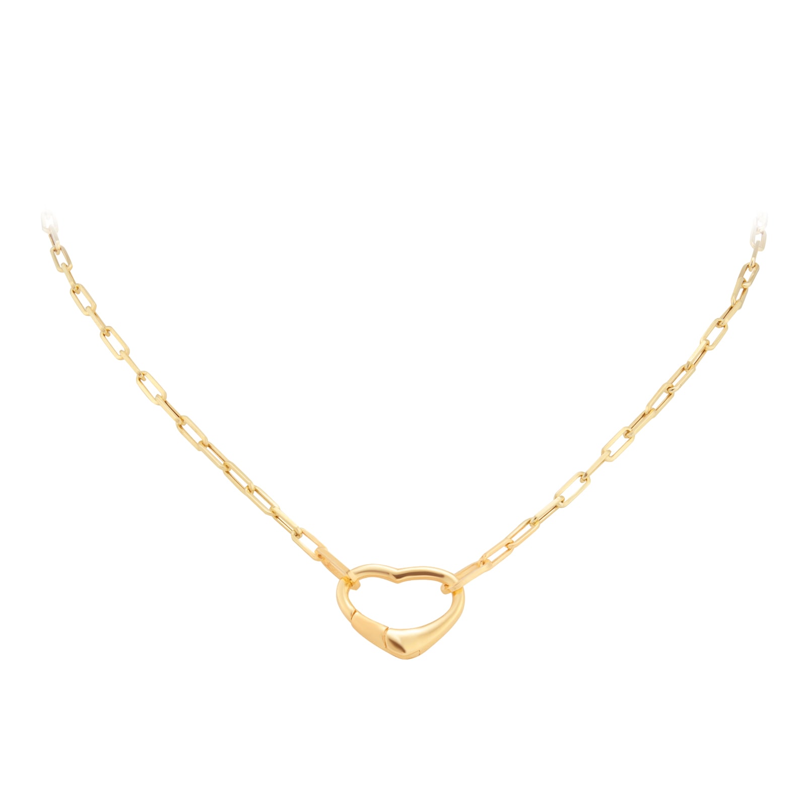 Goldsmiths 9ct Yellow Gold Paperlink Heart Clasp Chain Necklace Goldsmiths 9ct Yellow Gold Paperlink Heart Clasp Chain Necklace