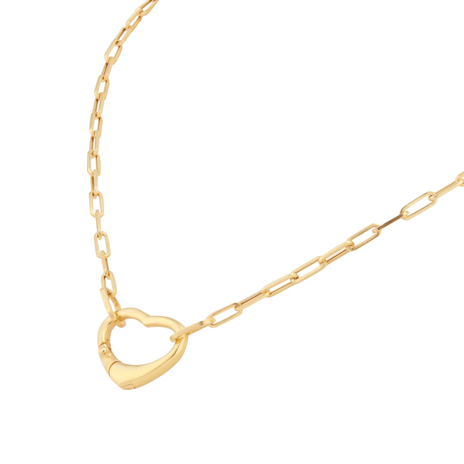 Goldsmiths 9ct Yellow Gold Paperlink Heart Clasp Chain Necklace