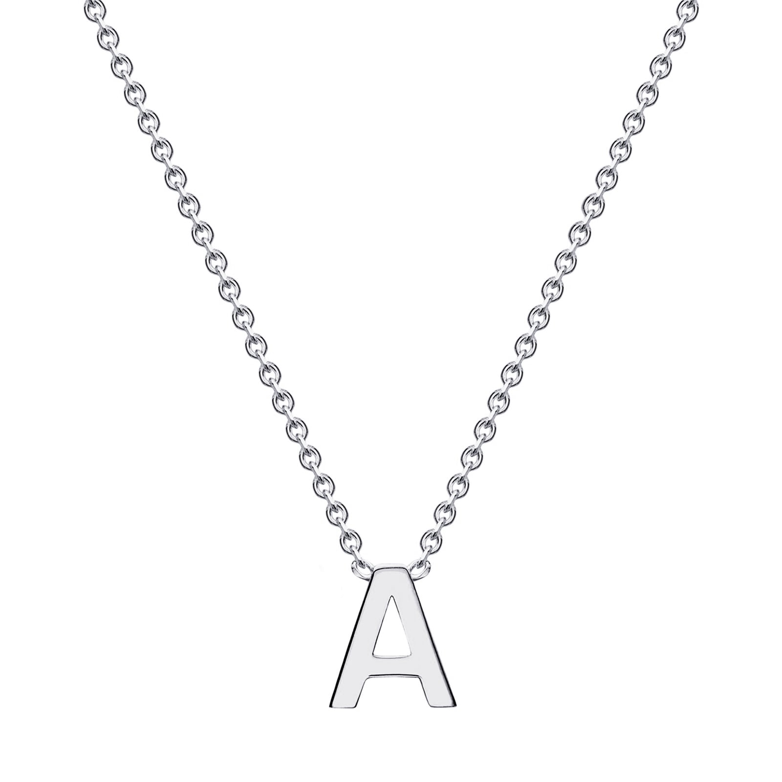 9ct White Gold Letter A Initial Pendant Necklace