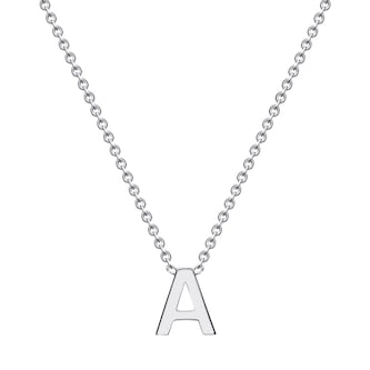 Goldsmiths 9ct White Gold Letter A Initial Pendant Necklace