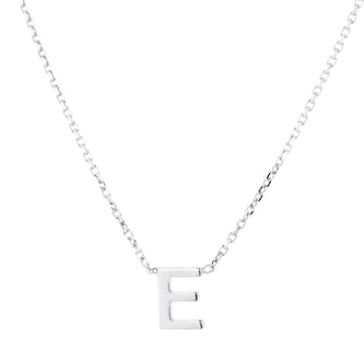Goldsmiths 9ct White Gold Letter E Initial Pendant Necklace
