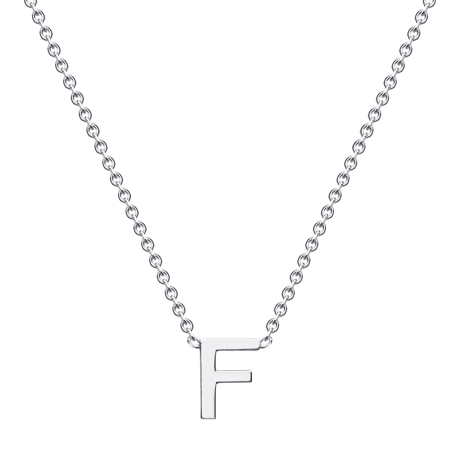 9ct White Gold Letter F Initial Pendant Necklace