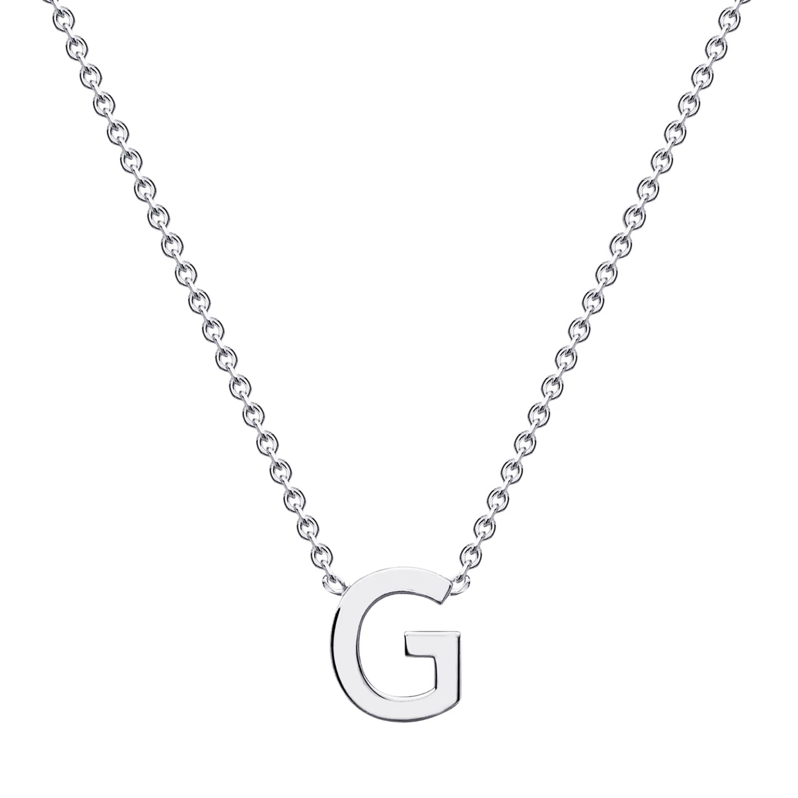 9ct White Gold Letter G Initial Pendant Necklace